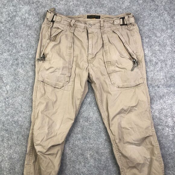 Abercrombie & Fitch Pants Mens 31x32 Beige Paratrooper Vintage Y2K Slim Straight - Picture 2 of 11